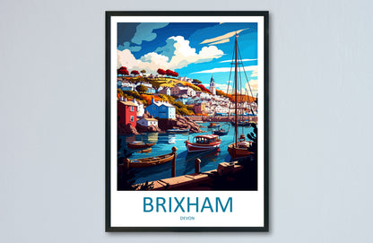 Brixham Travel Print Wall Art Brixham Wall Hanging Home Décor Brixham Gift Art Lovers England Art Lover Gift Brixham Art Poster For UK Lover
