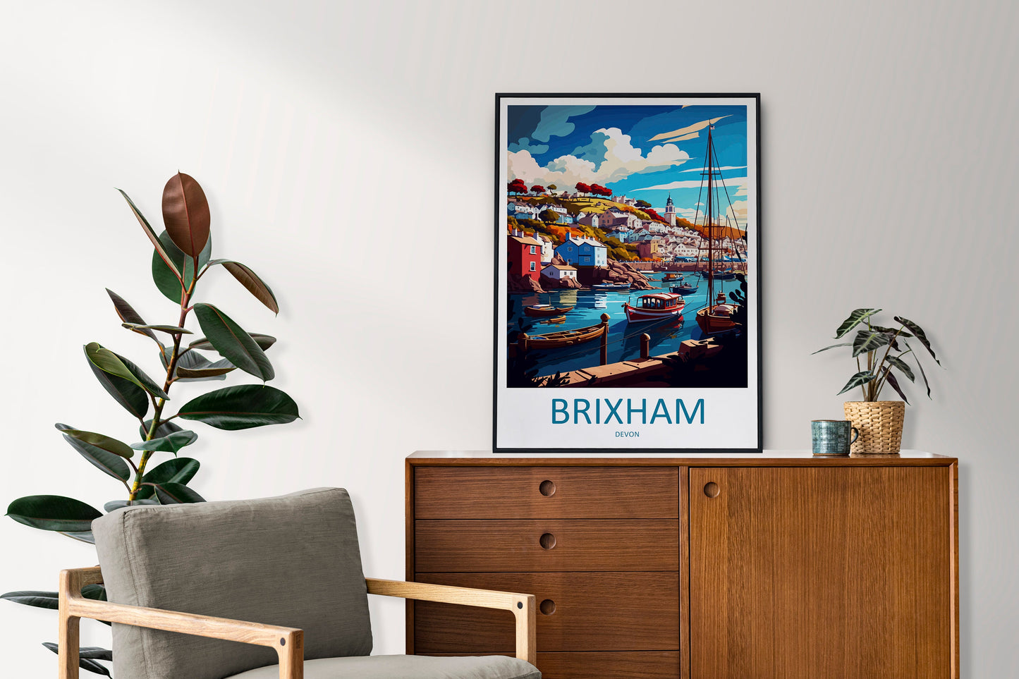 Brixham Travel Print Wall Art Brixham Wall Hanging Home Décor Brixham Gift Art Lovers England Art Lover Gift Brixham Art Poster For UK Lover