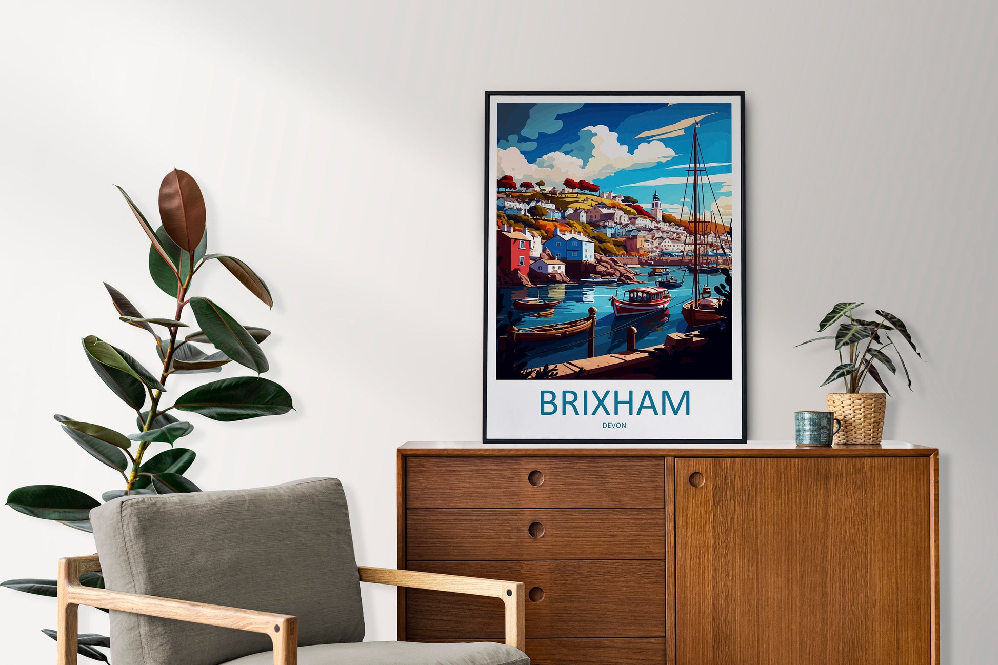 Brixham Travel Print Wall Art Brixham Wall Hanging Home Décor Brixham Gift Art Lovers England Art Lover Gift Brixham Art Poster For UK Lover