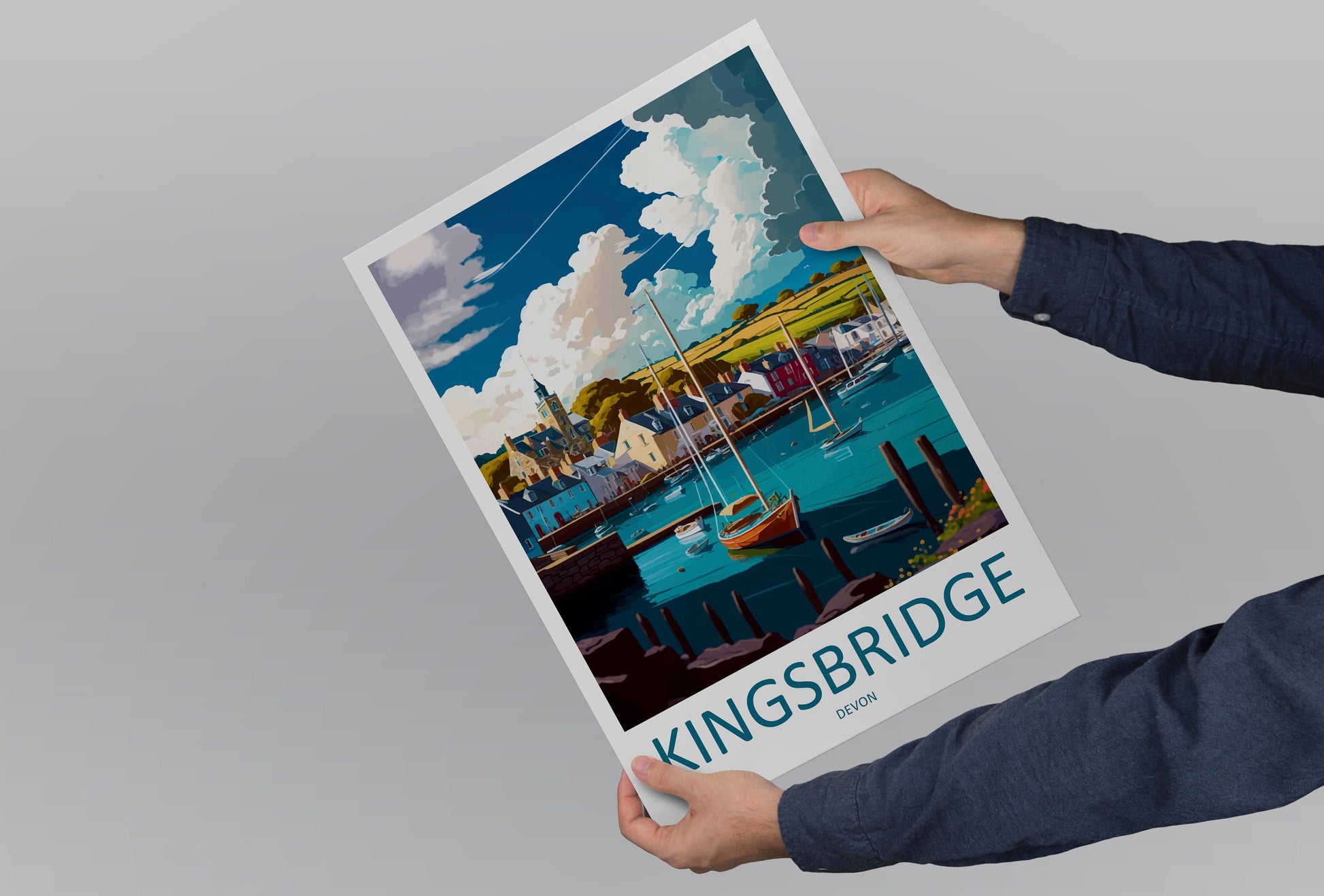 Kingsbridge Travel Print Wall Art Kingsbridge Wall Hanging Home Décor Kingsbridge Gift Art Lovers England Art Lover Gift Kingsbridge Art