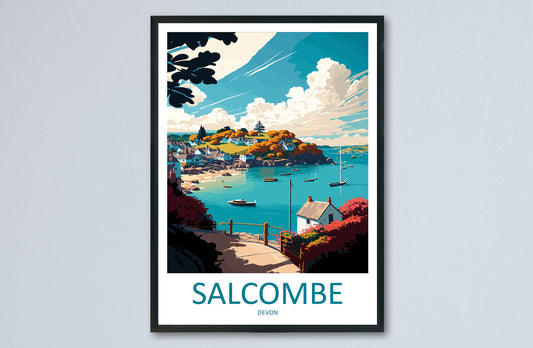 Salcombe Travel Print Wall Art Salcombe Wall Hanging Home Décor Salcombe Gift Art Lovers England Art Lover Gift Salcombe Art Poster
