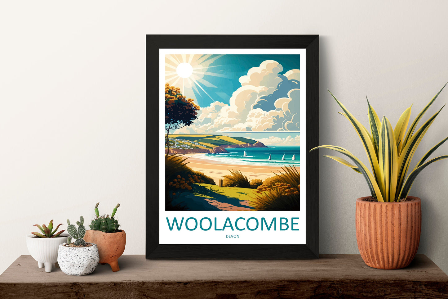 Woolacombe Travel Print Wall Art Woolacombe Wall Hanging Home Décor Woolacombe Gift Art Lovers England Art Lover Gift Woolacombe Art