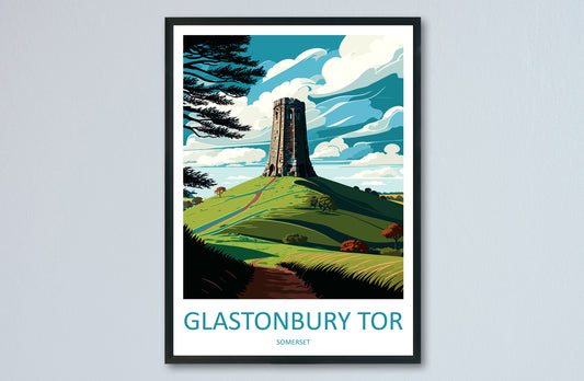 Glastonbury Tor Travel Print Wall Art Glastonbury Tor Wall Hanging Home Décor Glastonbury Tor Gift Art Lovers England Art Lover Gift