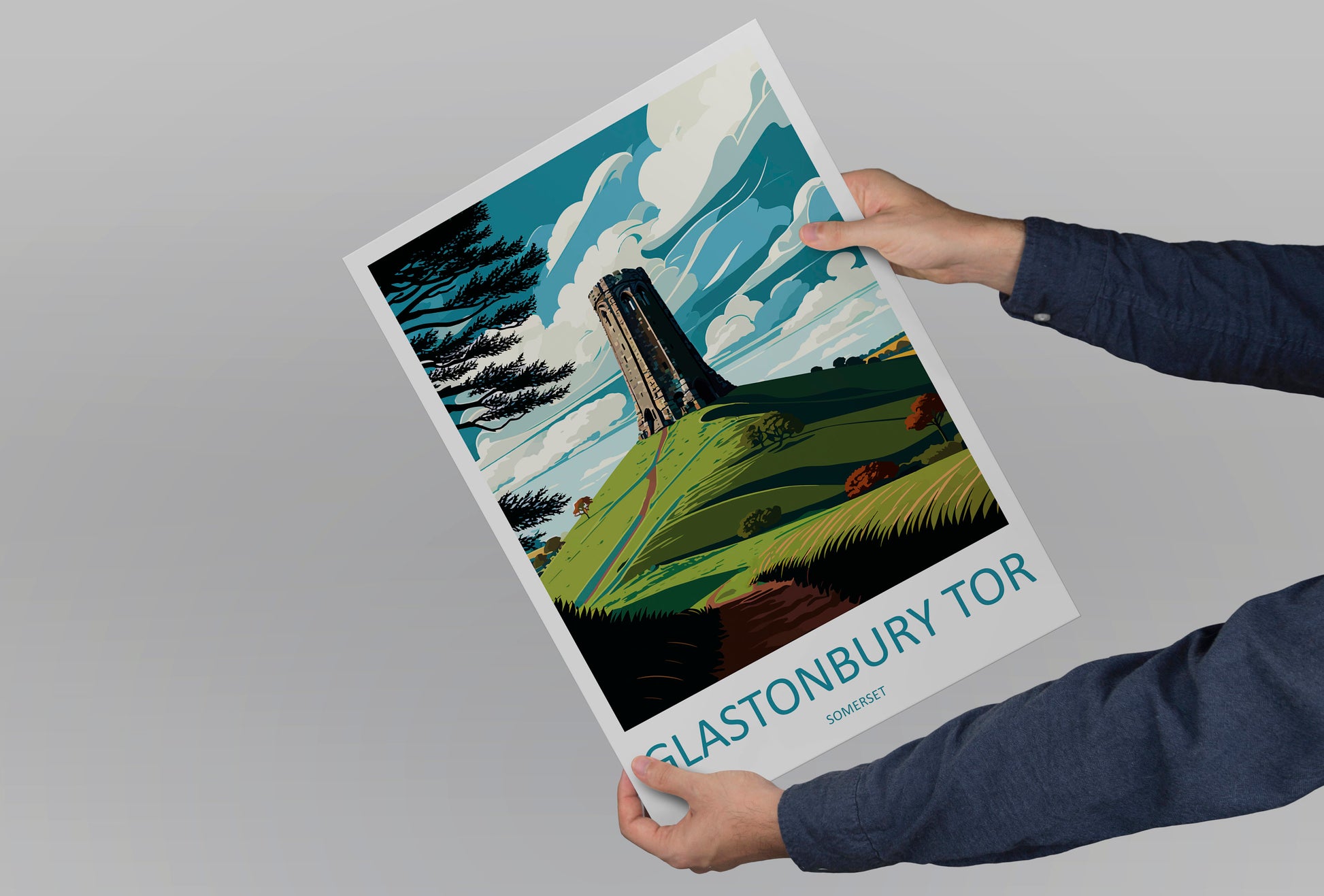 Glastonbury Tor Travel Print Wall Art Glastonbury Tor Wall Hanging Home Décor Glastonbury Tor Gift Art Lovers England Art Lover Gift