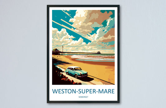 Western-Super-Mare Travel Print Wall Art Western-Super-Mare Wall Hanging Home Décor Western-Super-Mare Gift Art Lovers England Art Lover