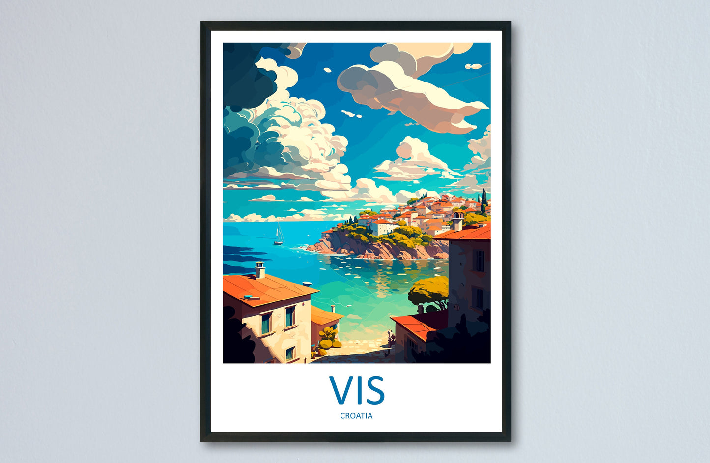 Vis Island Travel Print Wall Art Vis Island Wall Hanging Home Décor Vis Island Gift Art Lovers Croatia Art Lover Gift Vis Island Travel Art