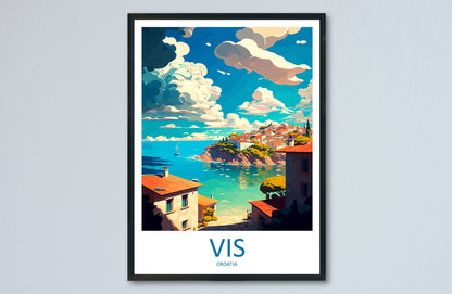 Vis Island Travel Print Wall Art Vis Island Wall Hanging Home Décor Vis Island Gift Art Lovers Croatia Art Lover Gift Vis Island Travel Art