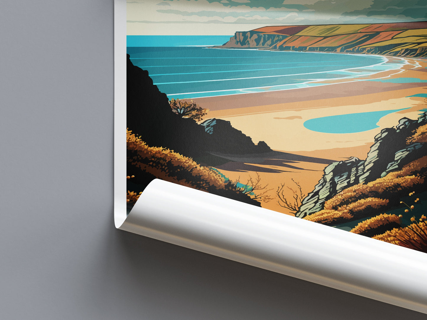 Gower Peninsula Travel Print Wall Art Gower Peninsula Wall Hanging Home Decor Gower Peninsula Gift Art Lovers Wall Art ANOB Travel Art
