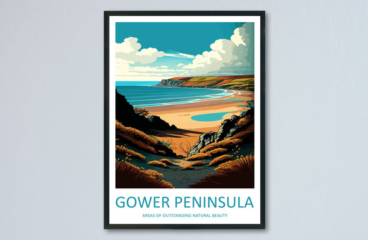 Gower Peninsula Travel Print Wall Art Gower Peninsula Wall Hanging Home Decor Gower Peninsula Gift Art Lovers Wall Art ANOB Travel Art
