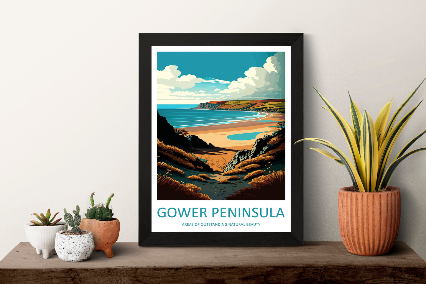 Gower Peninsula Travel Print Wall Art Gower Peninsula Wall Hanging Home Decor Gower Peninsula Gift Art Lovers Wall Art ANOB Travel Art
