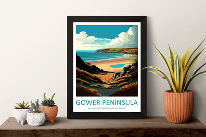 Gower Peninsula Travel Print Wall Art Gower Peninsula Wall Hanging Home Decor Gower Peninsula Gift Art Lovers Wall Art ANOB Travel Art