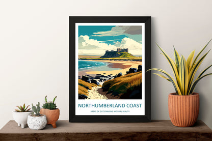 Northumberland Coast Travel Print Wall Art Northumberland Coast Wall Hanging Home Decor Northumberland Coast Gift Art Lovers Wall Art ANOB