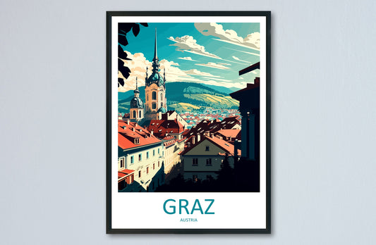 Graz Travel Print Wall Art Graz Wall Hanging Home Décor Graz Gift Art Lovers Austria Art Lover Gift Graz Travel Poster Graz Wall Poster