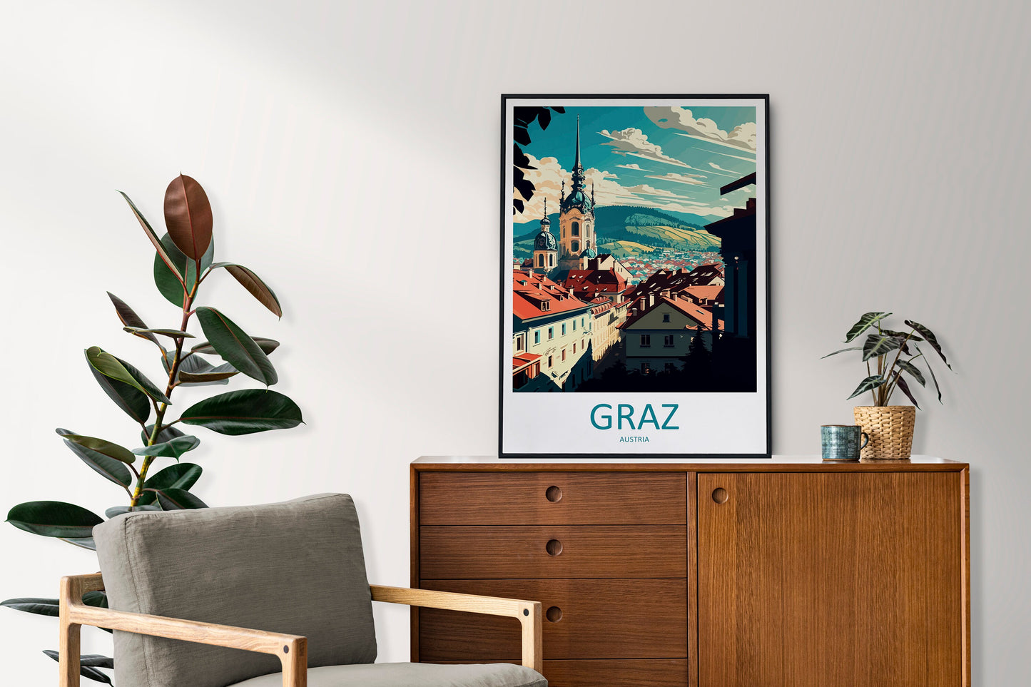 Graz Travel Print Wall Art Graz Wall Hanging Home Décor Graz Gift Art Lovers Austria Art Lover Gift Graz Travel Poster Graz Wall Poster