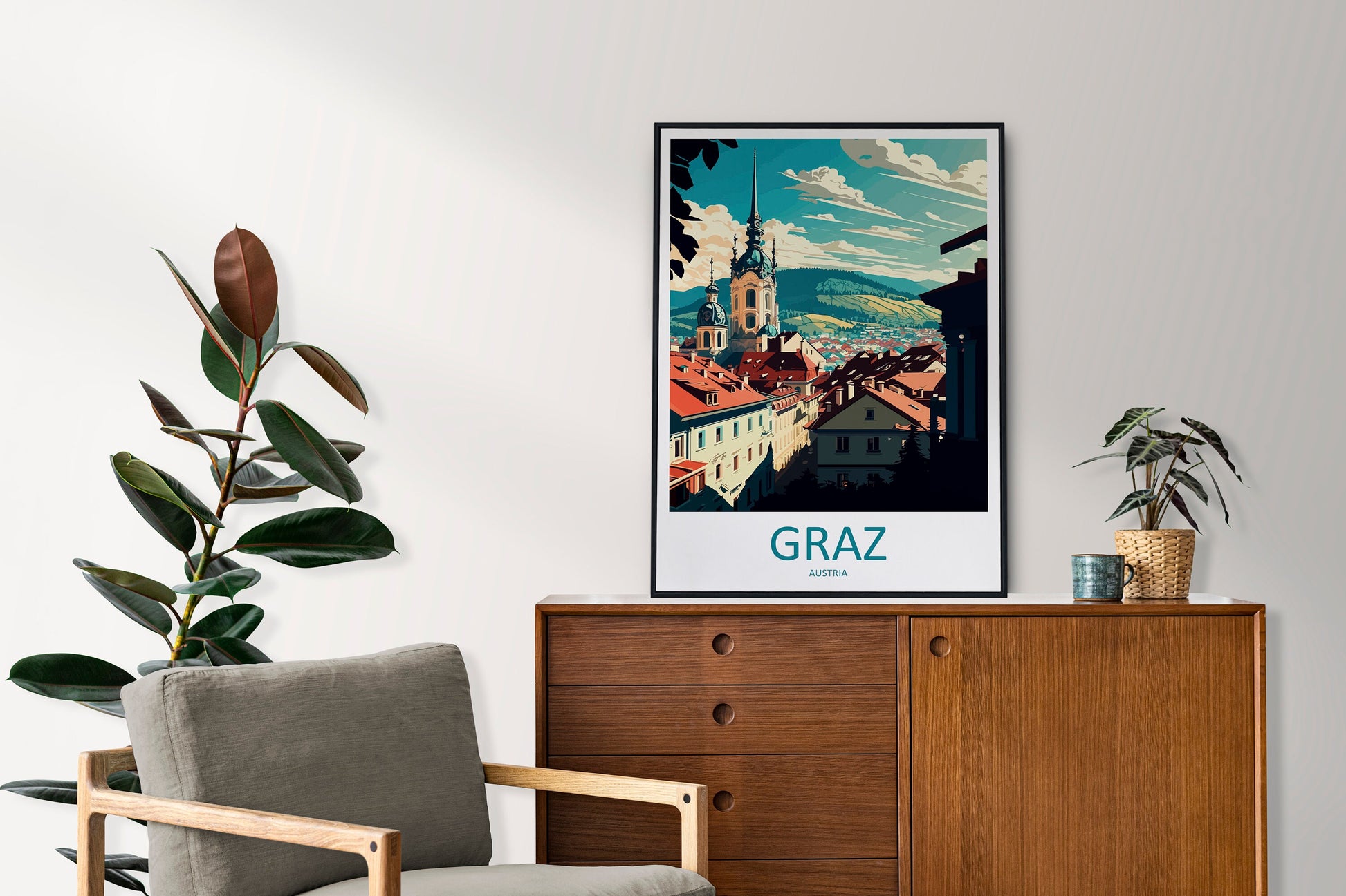 Graz Travel Print Wall Art Graz Wall Hanging Home Décor Graz Gift Art Lovers Austria Art Lover Gift Graz Travel Poster Graz Wall Poster