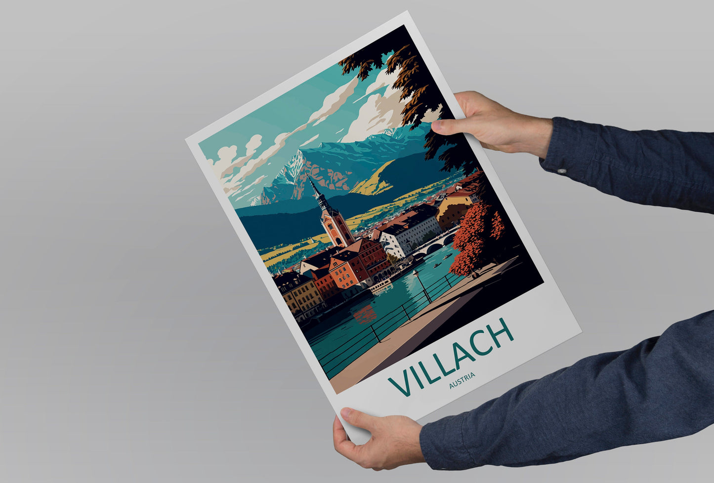 Villach Travel Print Wall Art Villach Wall Hanging Home Décor Villach Gift Art Lovers Austria Art Lover Gift Villach Travel Poster