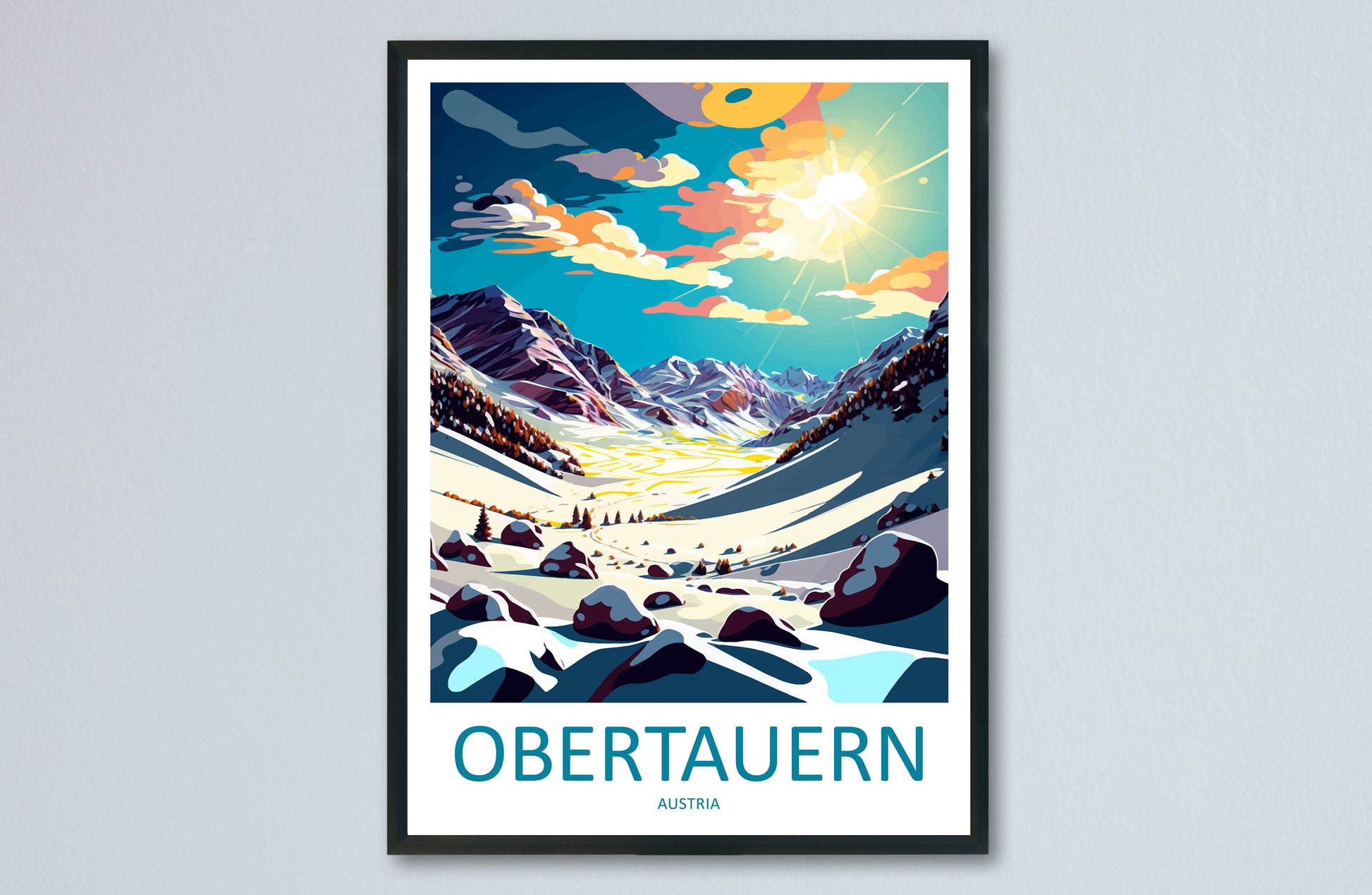 Obertauern Travel Print Wall Art Obertauern Wall Hanging Home Décor Obertauern Gift Art Lovers Austria Art Lover Gift Obertauern Travel Art