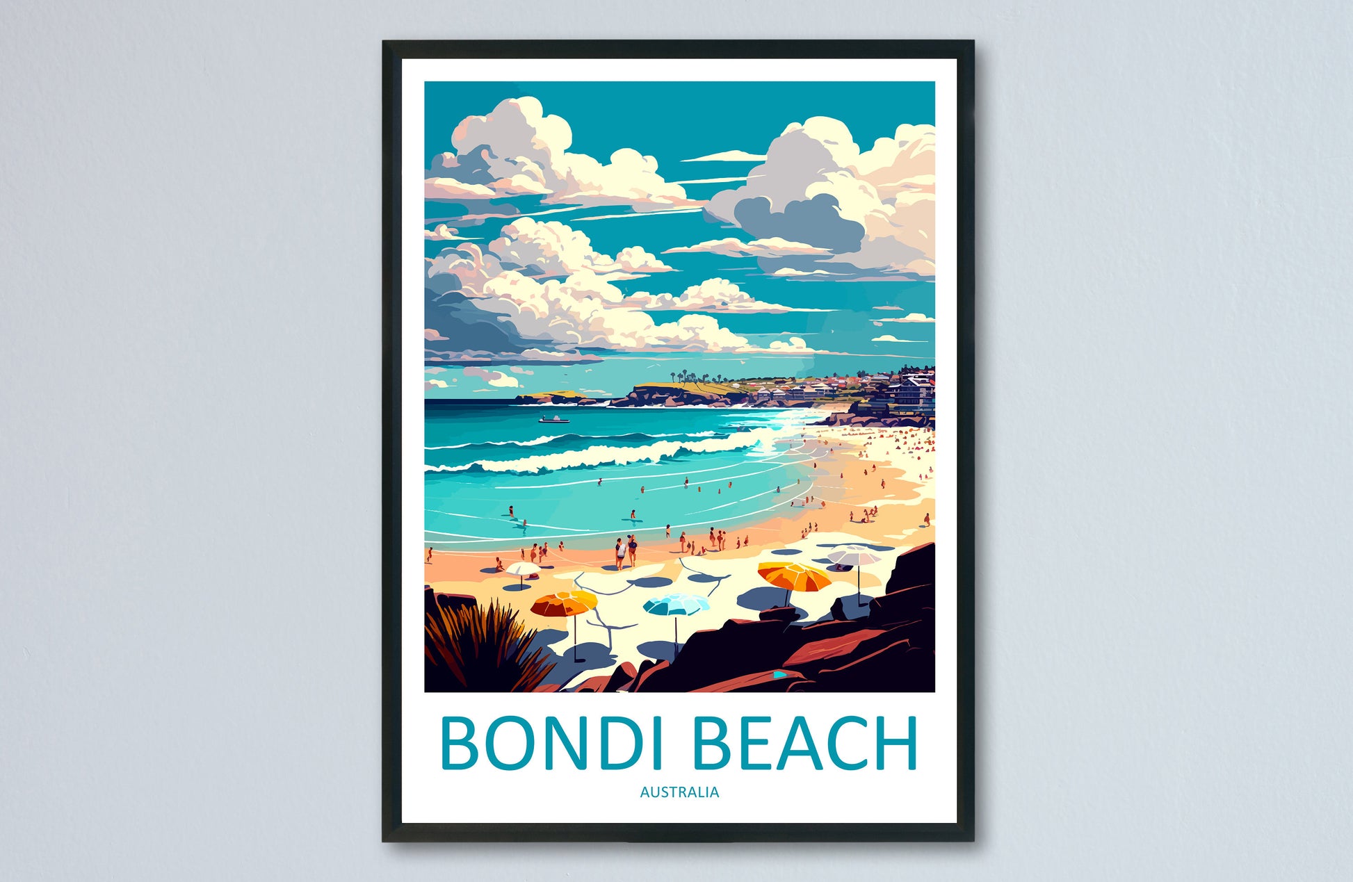 Bondi Beach Travel Print Wall Art Bondi Beach Wall Hanging Home Décor Bondi Beach Gift Art Lovers Wall Art Australia Travel Print