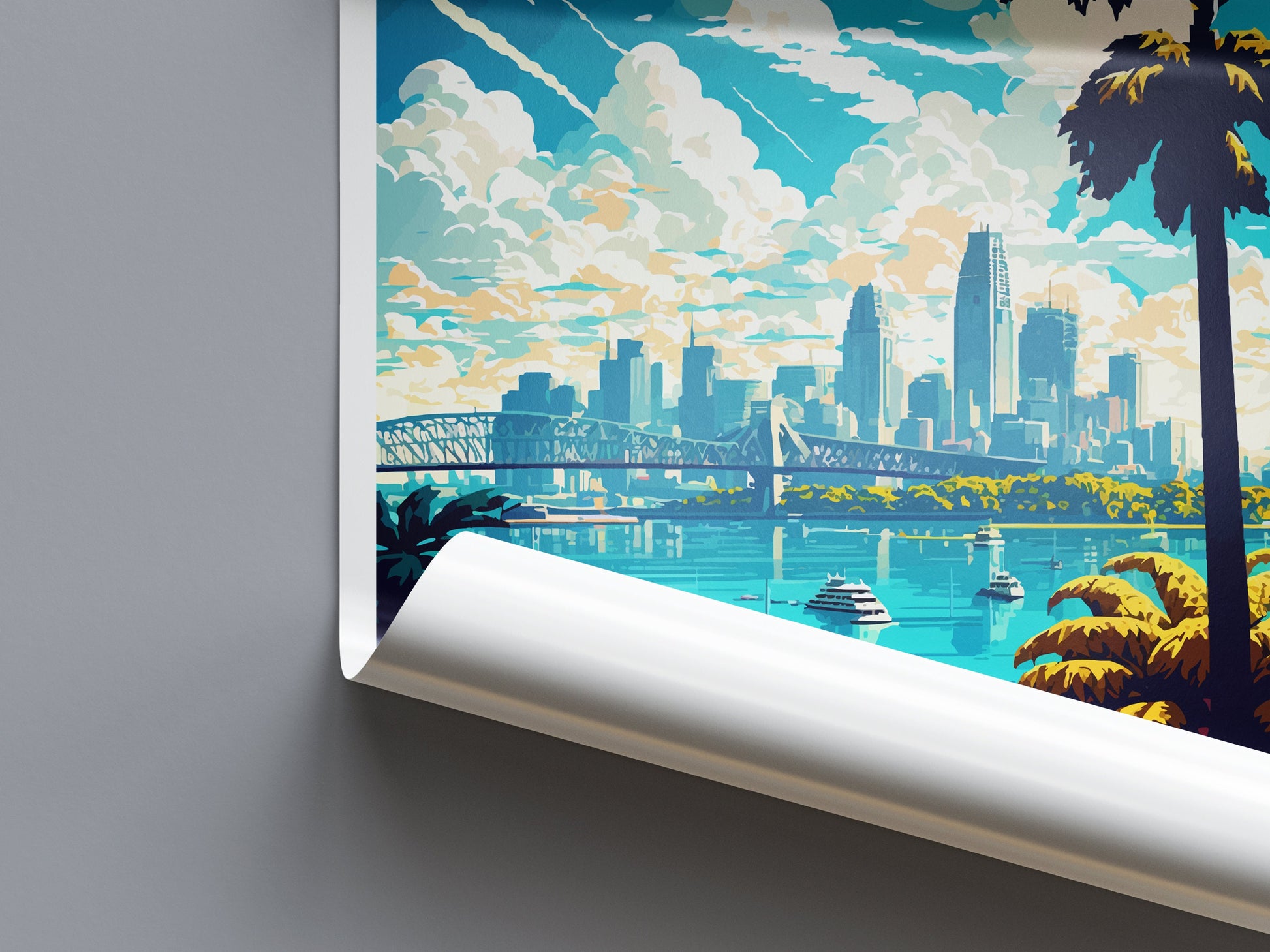 Brisbane Travel Print Wall Art Brisbane Wall Hanging Home Décor Brisbane Gift Art Lovers Wall Art Australia Travel Print Brisbane Decor