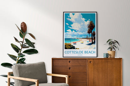 Cottesloe Beach Travel Print Wall Art Cottesloe Beach Wall Hanging Home Décor Cottesloe Beach Gift Art Lovers Wall Art Australia Travel Art