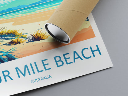 Four Mile Beach Travel Print Wall Art Four Mile Beach Wall Hanging Home Décor Four Mile Beach Gift Art Lovers Wall Art Australia Travel Art