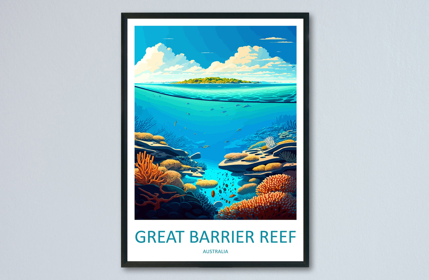 Great Barrier Reef Travel Print Wall Art Great Barrier Reef Wall Hanging Home Décor Great Barrier Reef Gift Art Lovers Wall Art Australia