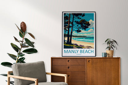 Manly Beach Travel Print Wall Art Manly Beach Wall Hanging Home Décor Manly Beach Gift Art Lovers Wall Art Australia Travel Print