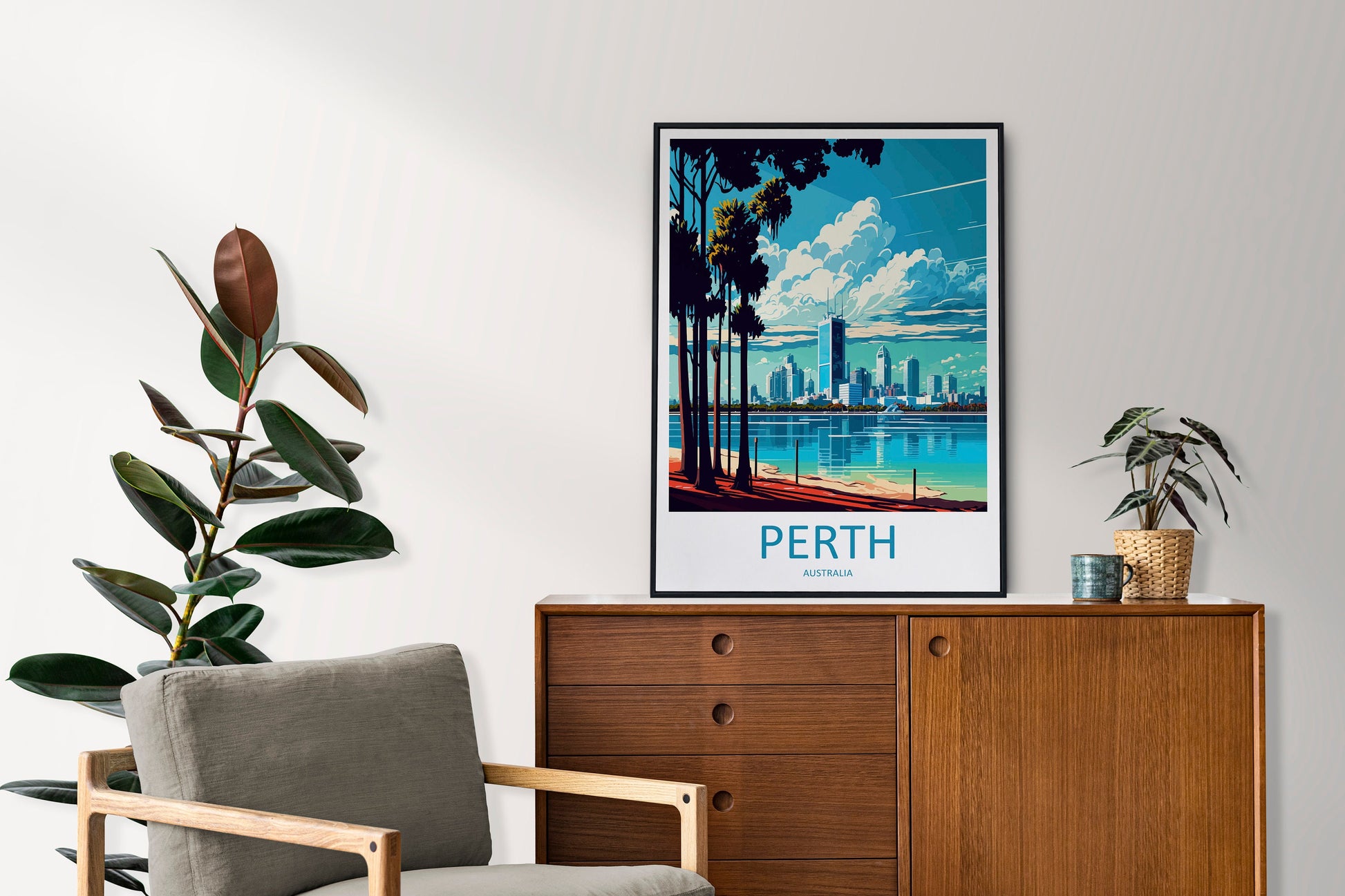 Perth Travel Print Wall Art Perth Wall Hanging Home Décor Perth Gift Art Lovers Wall Art Australia Travel Print Perth Australia Art