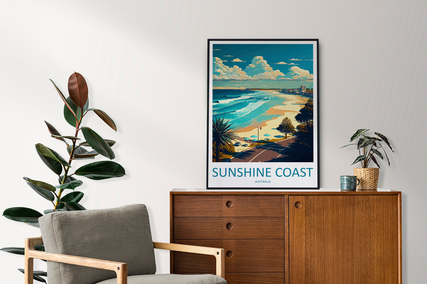 Sunshine Coast Travel Print Wall Art Sunshine Coast Wall Hanging Home Décor Sunshine Coast Gift Art Lovers Wall Art Australia Travel Art