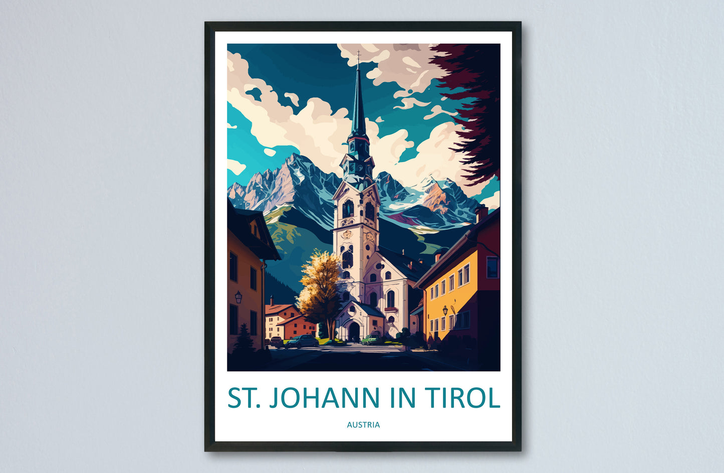 St. Johann in Tirol Travel Print Wall Art St. Johann in Tirol Wall Hanging Home Décor St. Johann in Tirol Gift Art Lovers Austria Art