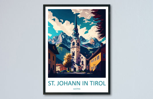 St. Johann in Tirol Travel Print Wall Art St. Johann in Tirol Wall Hanging Home Décor St. Johann in Tirol Gift Art Lovers Austria Art