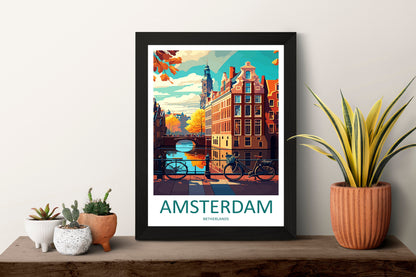 Amsterdam Travel Print Wall Art Amsterdam Wall Hanging Home Décor Amsterdam Gift Art Lovers Netherlands Art Lover Gift Amsterdam Decor