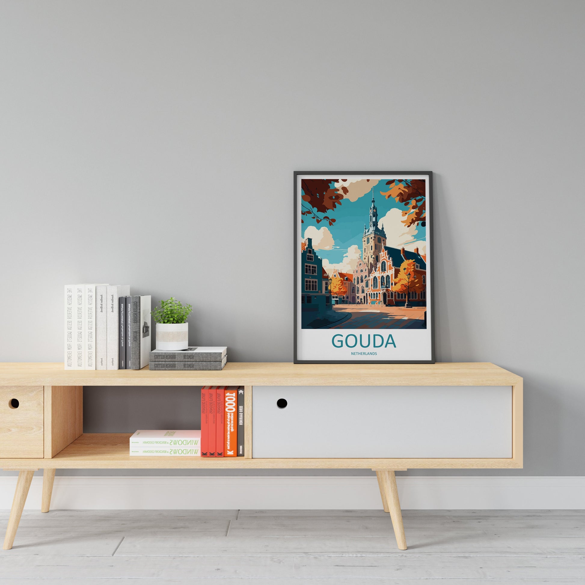 Gouda Travel Print Wall Art Gouda Wall Hanging Home Décor Gouda Gift Art Lovers Netherlands Art Lover Gift Gouda Travel Art Poster