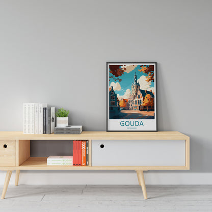 Gouda Travel Print Wall Art Gouda Wall Hanging Home Décor Gouda Gift Art Lovers Netherlands Art Lover Gift Gouda Travel Art Poster