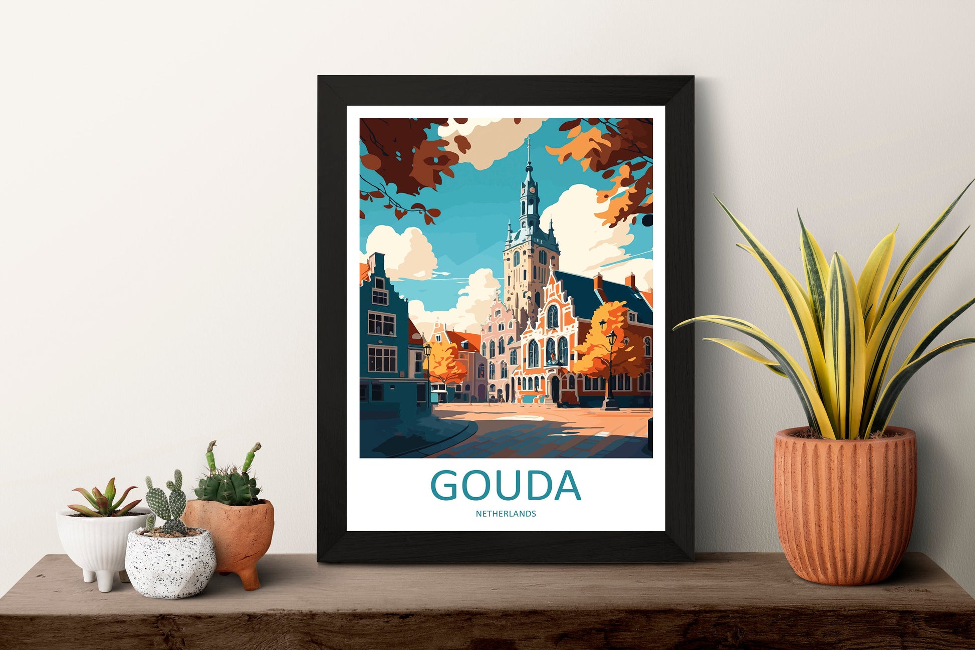 Gouda Travel Print Wall Art Gouda Wall Hanging Home Décor Gouda Gift Art Lovers Netherlands Art Lover Gift Gouda Travel Art Poster