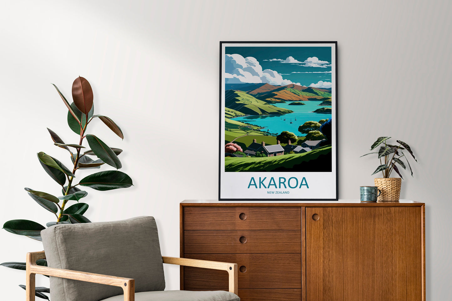 Akaroa Travel Print Wall Art Akaroa Wall Hanging Home Décor Akaroa Gift Art Lovers New Zealand Art Lover Gift Print Art