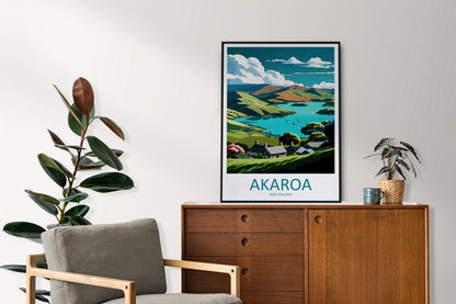 Akaroa Travel Print Wall Art Akaroa Wall Hanging Home Décor Akaroa Gift Art Lovers New Zealand Art Lover Gift Print Art
