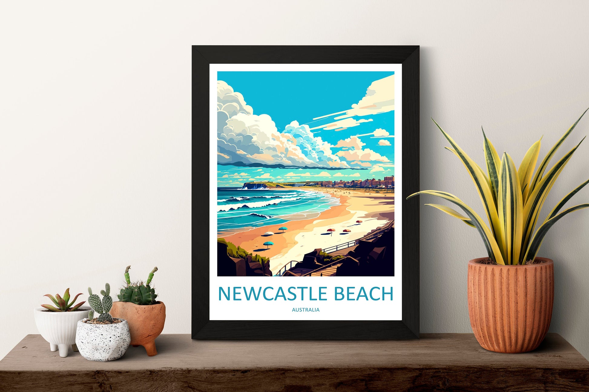 Newcastle Beach Travel Print Wall Art Newcastle Beach Wall Hanging Home Décor Newcastle Beach Gift Art Lovers Wall Art Australia Travel Art