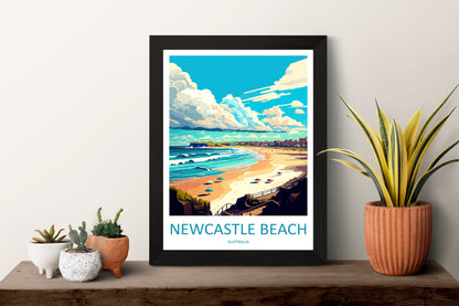 Newcastle Beach Travel Print Wall Art Newcastle Beach Wall Hanging Home Décor Newcastle Beach Gift Art Lovers Wall Art Australia Travel Art