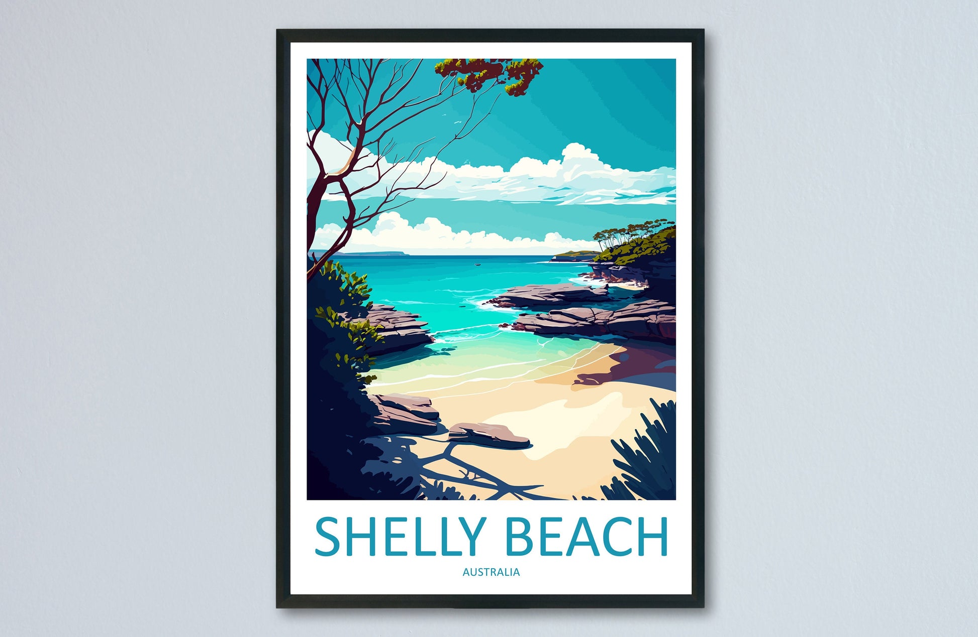 Shelly Beach Travel Print Wall Art Shelly Beach Wall Hanging Home Décor Shelly Beach Gift Art Lovers Wall Art Australia Travel Print