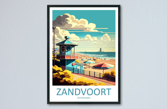 Zandvoort Travel Print Wall Art Zandvoort Wall Hanging Home Décor Zandvoort Gift Art Lovers Netherlands Art Lover Gift Zandvoort Travel Art
