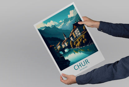 Chur Travel Print Wall Art Chur Wall Hanging Home Décor Chur Gift Art Lovers Switzerland Art Lover Gift Chur Travel Art