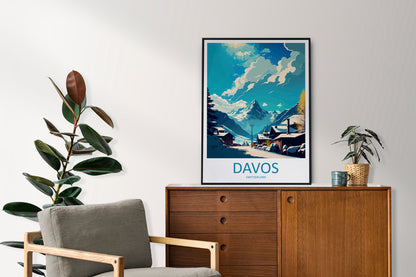 Davos Travel Print Wall Art Davos Wall Hanging Home Décor Davos Gift Art Lovers Switzerland Art Lover Gift Davos Travel Art