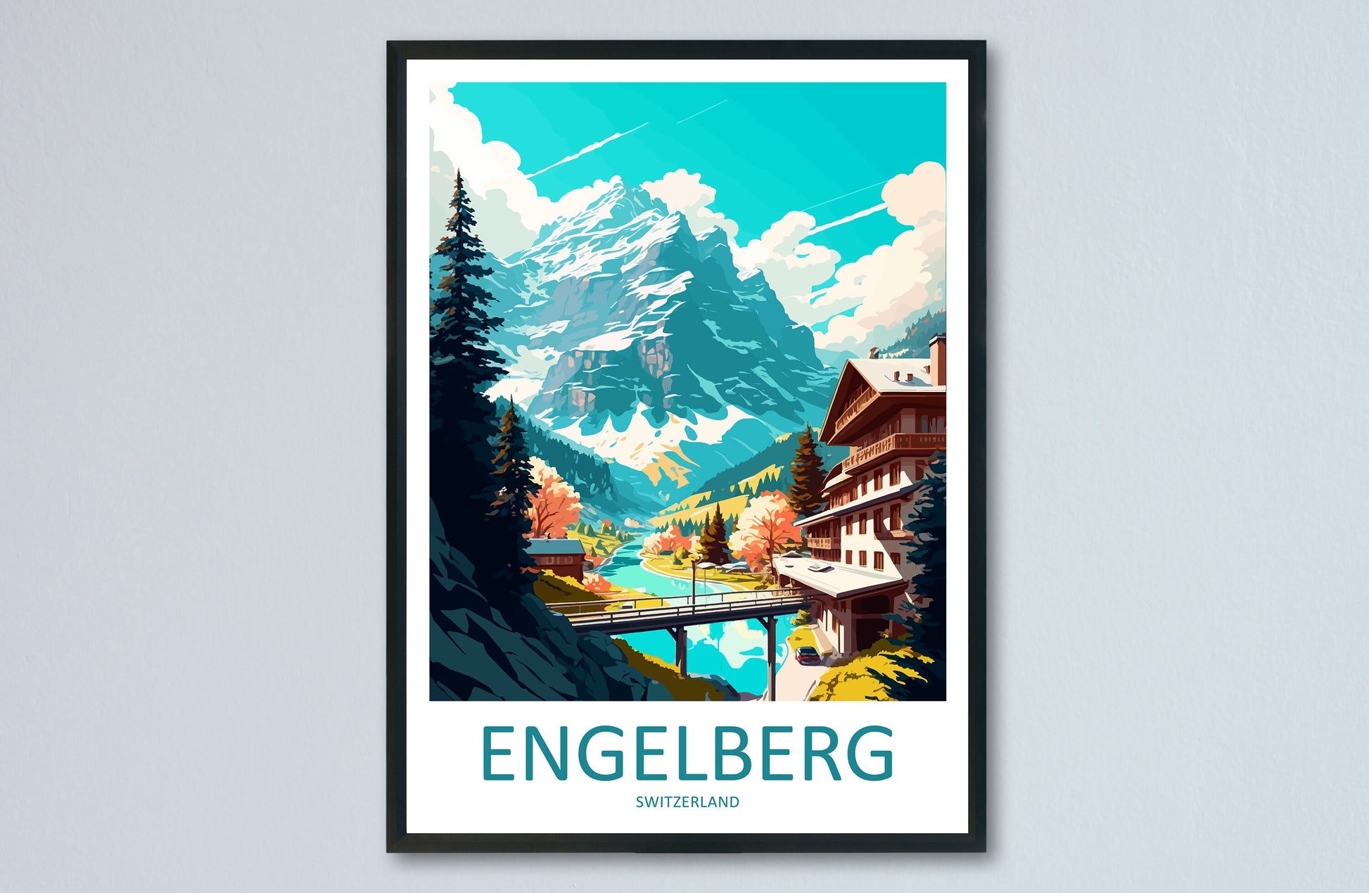Engelberg Travel Print Wall Art Engelberg Wall Hanging Home Décor Engelberg Gift Art Lovers Switzerland Art Lover Gift Engelberg Travel Art