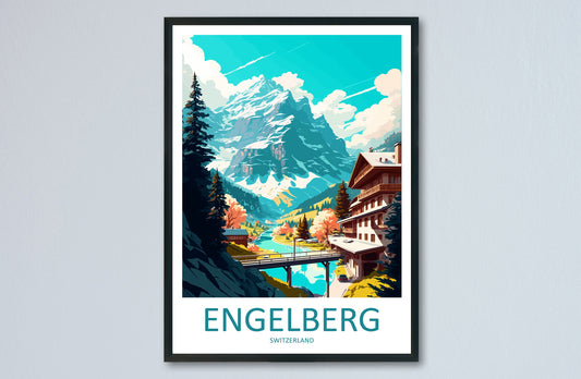 Engelberg Travel Print Wall Art Engelberg Wall Hanging Home Décor Engelberg Gift Art Lovers Switzerland Art Lover Gift Engelberg Travel Art