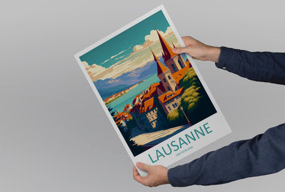 Lausanne Travel Print Wall Art Lausanne Wall Hanging Home Décor Lausanne Gift Art Lovers Switzerland Art Lover Gift Lausanne Travel Art