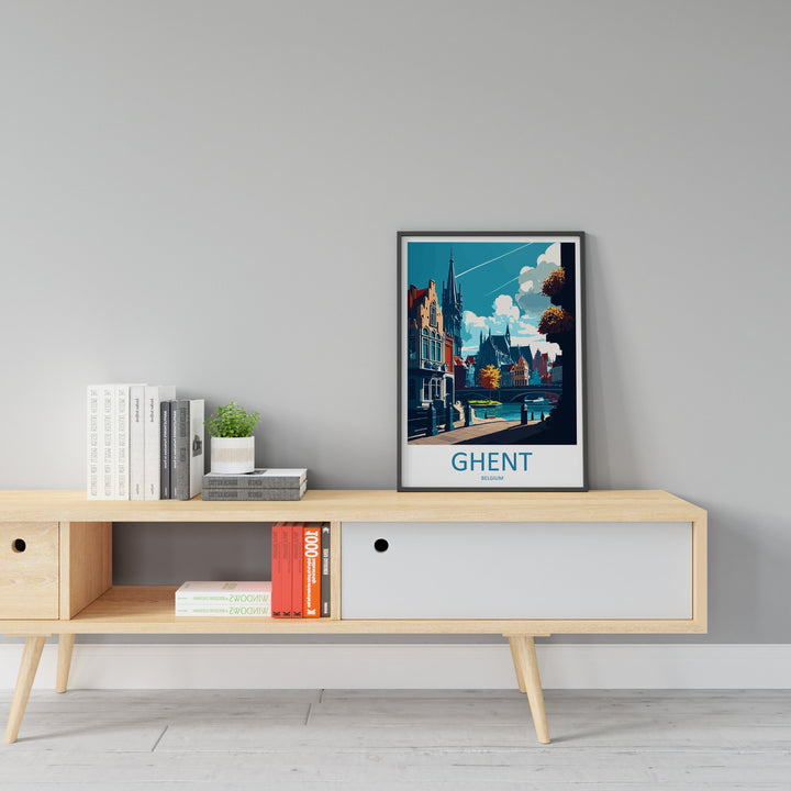Ghent Travel Print Wall Art Ghent Wall Hanging Home Décor Ghent Gift Art Lovers Belgium Art Lover Gift Ghent Wall Décor