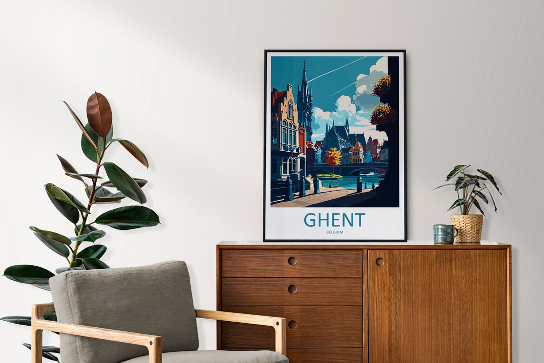 Ghent Travel Print Wall Art Ghent Wall Hanging Home Décor Ghent Gift Art Lovers Belgium Art Lover Gift Ghent Wall Décor
