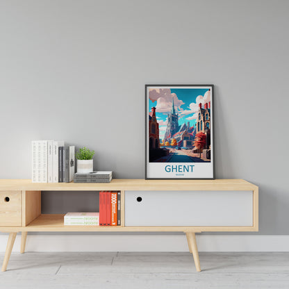 Ghent Travel Print Wall Art Ghent Wall Hanging Home Décor Ghent Gift Art Lovers Belgium Art Lover Gift Ghent Wall Décor