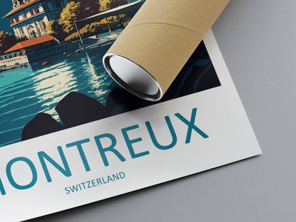 Montreux Travel Print Wall Art Montreux Wall Hanging Home Décor Montreux Gift Art Lovers Switzerland Art Lover Gift Montreux Travel Art